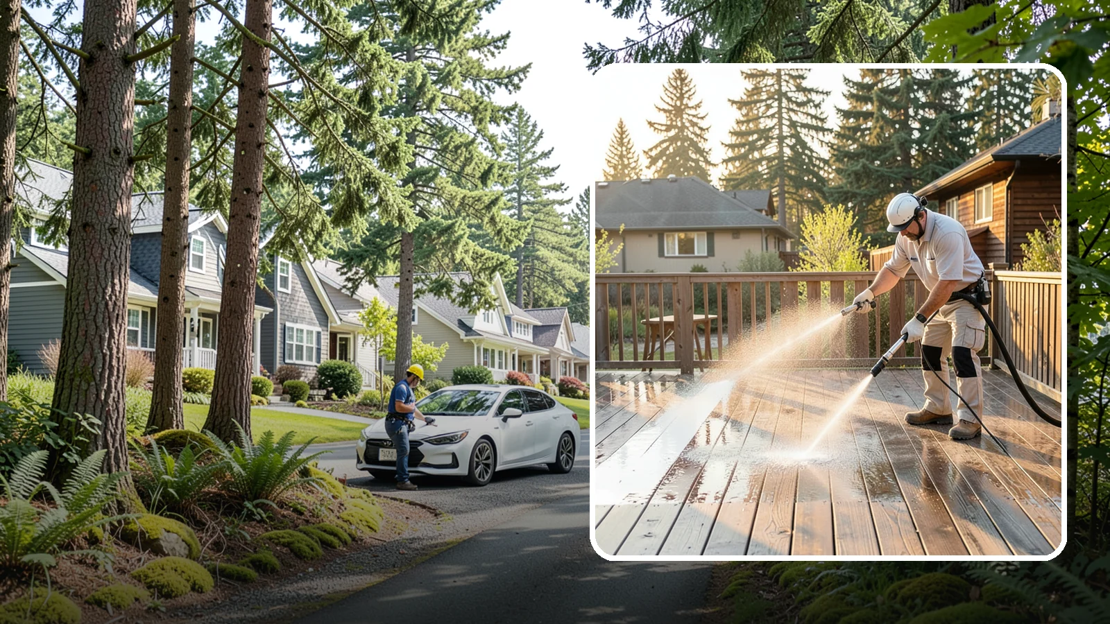 Pressure-Treated Deck Cleaning in Normandy Park, King County, WA - Clean pressure-treated decks to strip greying and growth while keeping the softwood intact.