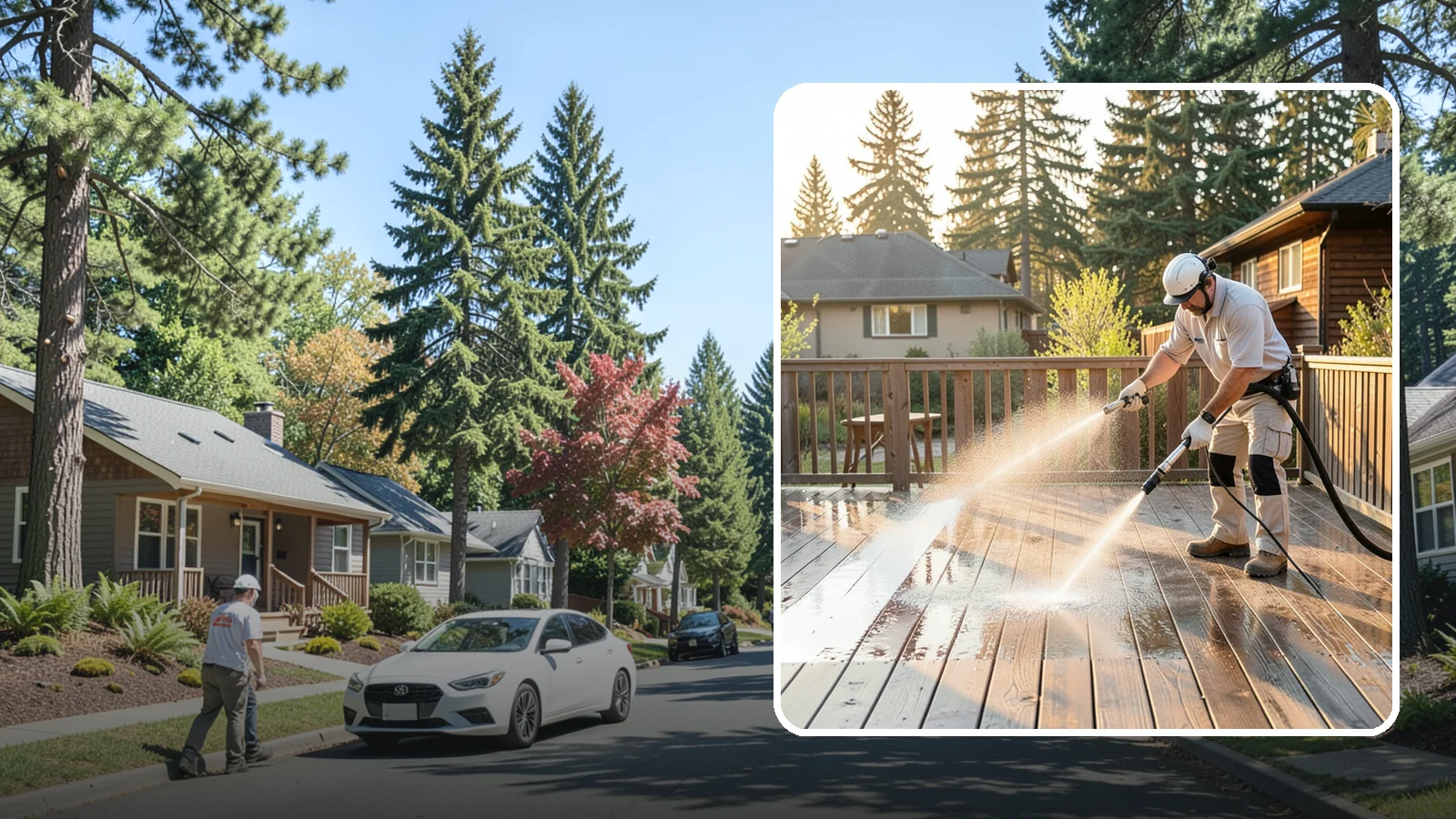 Pressure-Treated Deck Cleaning in Orting, Pierce County, WA - Clean pressure-treated decks to strip greying and growth while keeping the softwood intact.