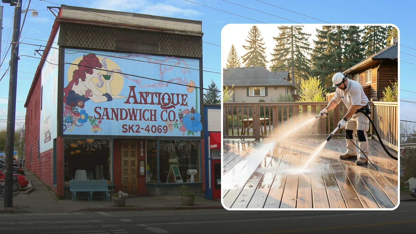 Pressure-Treated Deck Cleaning in Ruston, Pierce County, WA - Clean pressure-treated decks to strip greying and growth while keeping the softwood intact.