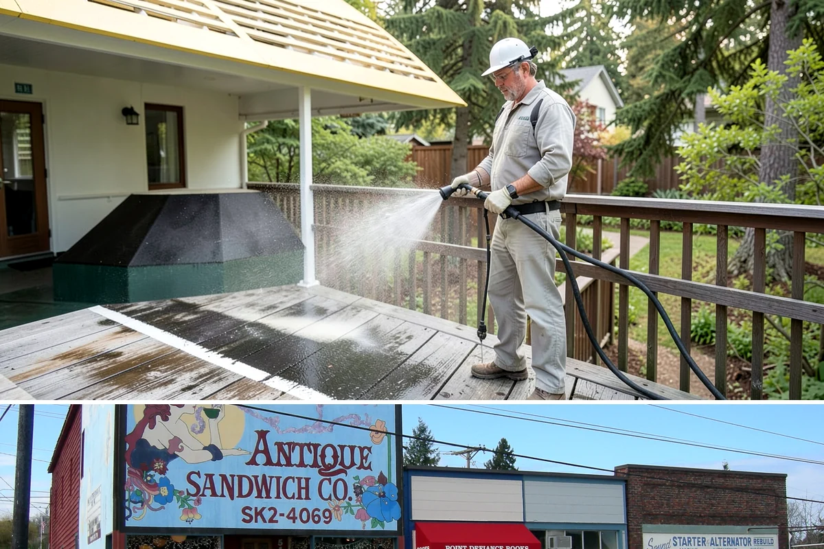 Pressure-Treated Deck Cleaning in Ruston, Pierce County, WA - Clean pressure-treated decks in summer so boards dry fully before restaining.