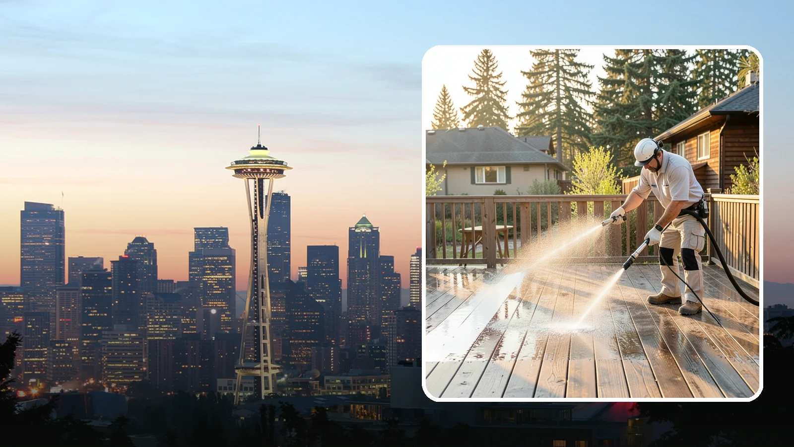 Pressure-Treated Deck Cleaning in Seattle, King County, WA - Clean pressure-treated decks to strip greying and growth while keeping the softwood intact.
