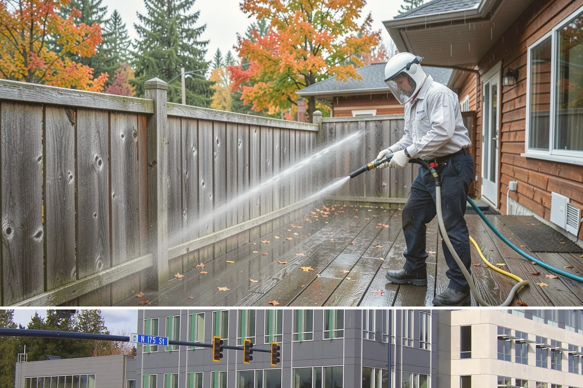 Pressure-Treated Deck Cleaning in Shoreline, King County, WA - Clean pressure-treated decks in summer so boards dry fully before restaining.