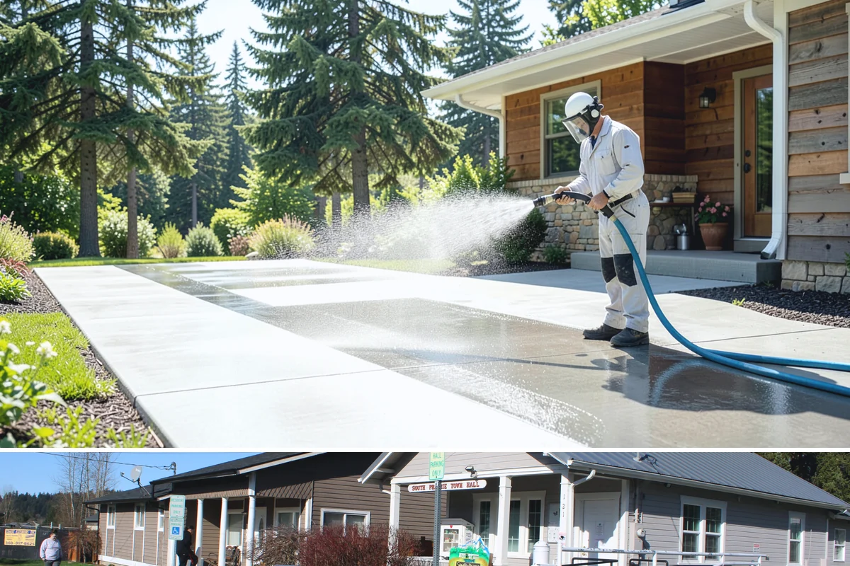 Pressure-Treated Deck Cleaning in South Prairie, Pierce County, WA - Clean pressure-treated decks in summer so boards dry fully before restaining.
