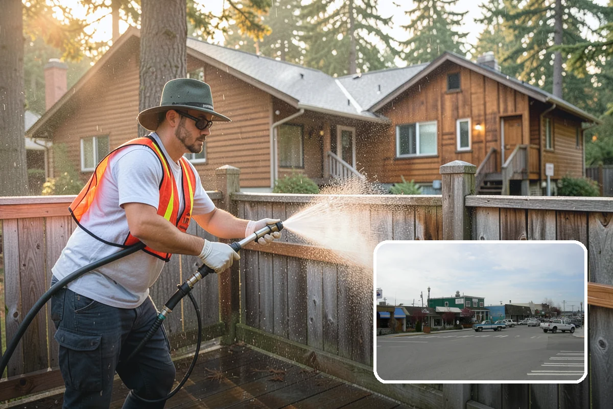 Pressure-Treated Deck Cleaning in Stanwood, Snohomish County, WA - Strips greying and algae from treated boards