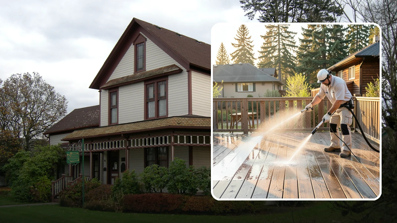 Pressure-Treated Deck Cleaning in Sumner, Pierce County, WA - Clean pressure-treated decks to strip greying and growth while keeping the softwood intact.