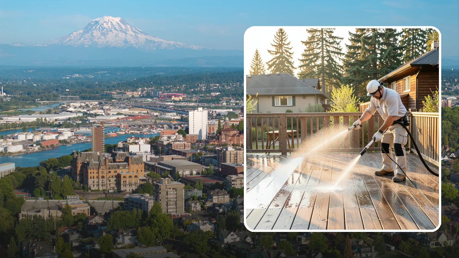 Pressure-Treated Deck Cleaning in Tacoma, Pierce County, WA - Clean pressure-treated decks to strip greying and growth while keeping the softwood intact.