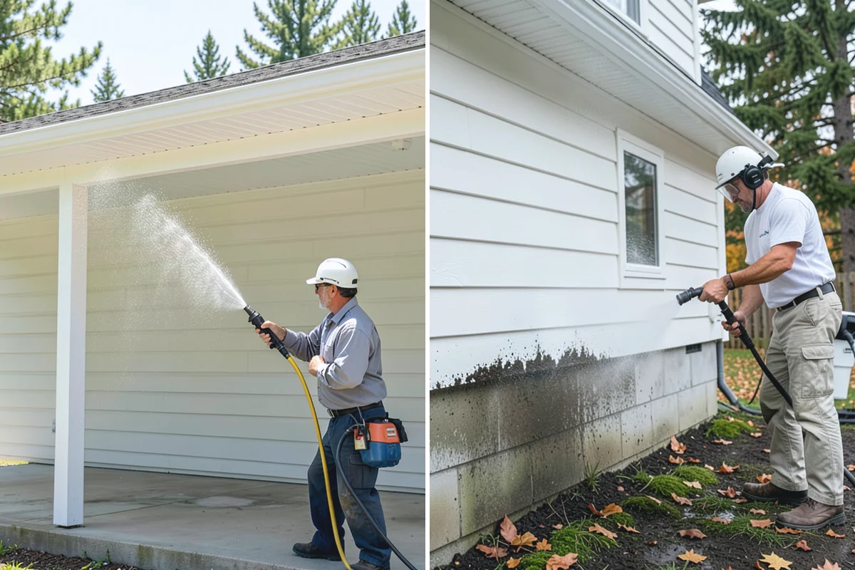 Pressure-Treated Deck Cleaning in Woodinville, King County, WA - Clear the deck and protect plantings