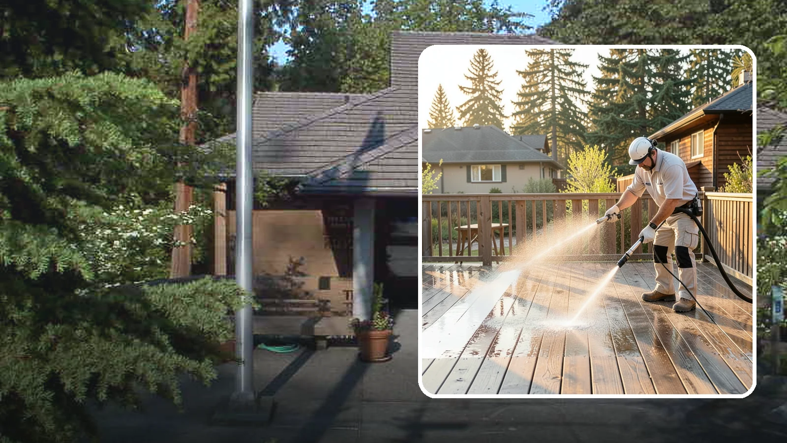 Pressure-Treated Deck Cleaning in Yarrow Point, King County, WA - Clean pressure-treated decks to strip greying and growth while keeping the softwood intact.