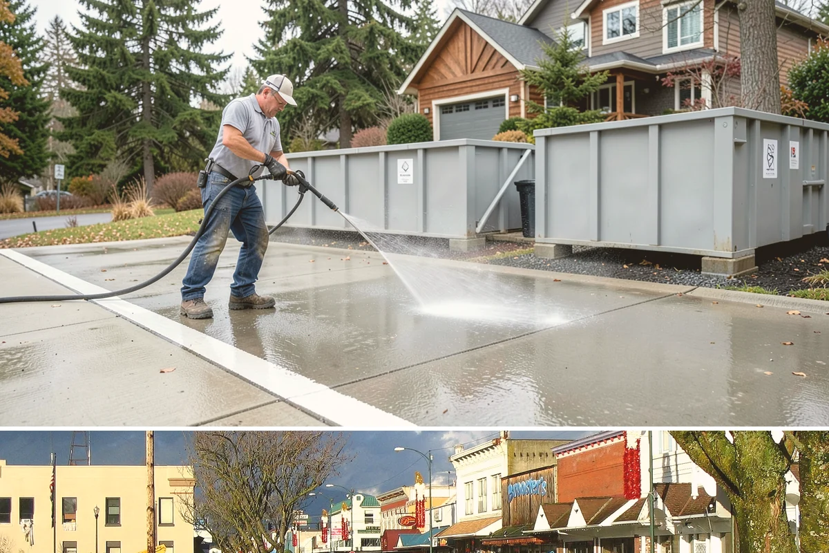 Privacy Screen Cleaning in Arlington, Snohomish County, WA - Spring clears the winter's mildew from these shaded panels so they look fresh through the outdoor season.