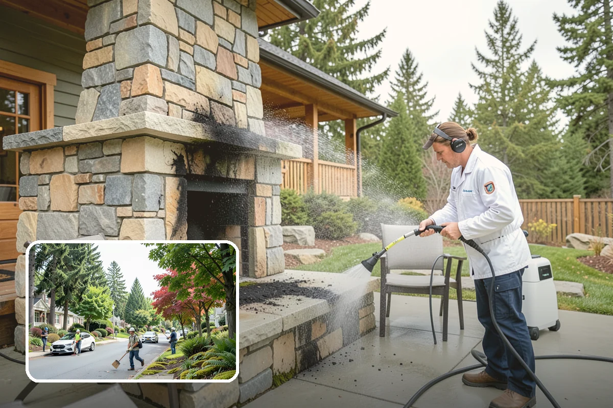 Privacy Screen Cleaning in Beaux Arts Village, King County, WA - Clears moss and mildew from shaded screen panels