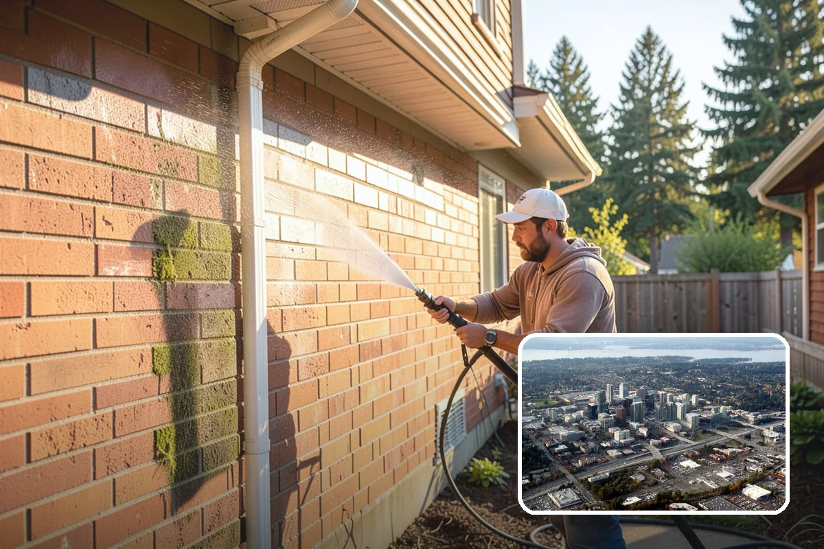 Privacy Screen Cleaning in Bellevue, King County, WA - Clears moss and mildew from shaded screen panels