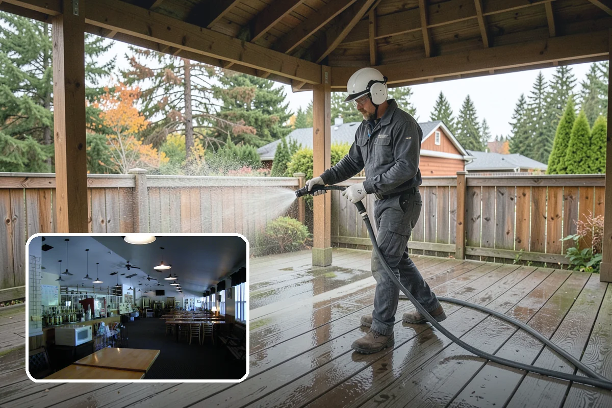 Privacy Screen Cleaning in Black Diamond, King County, WA - Clears moss and mildew from shaded screen panels
