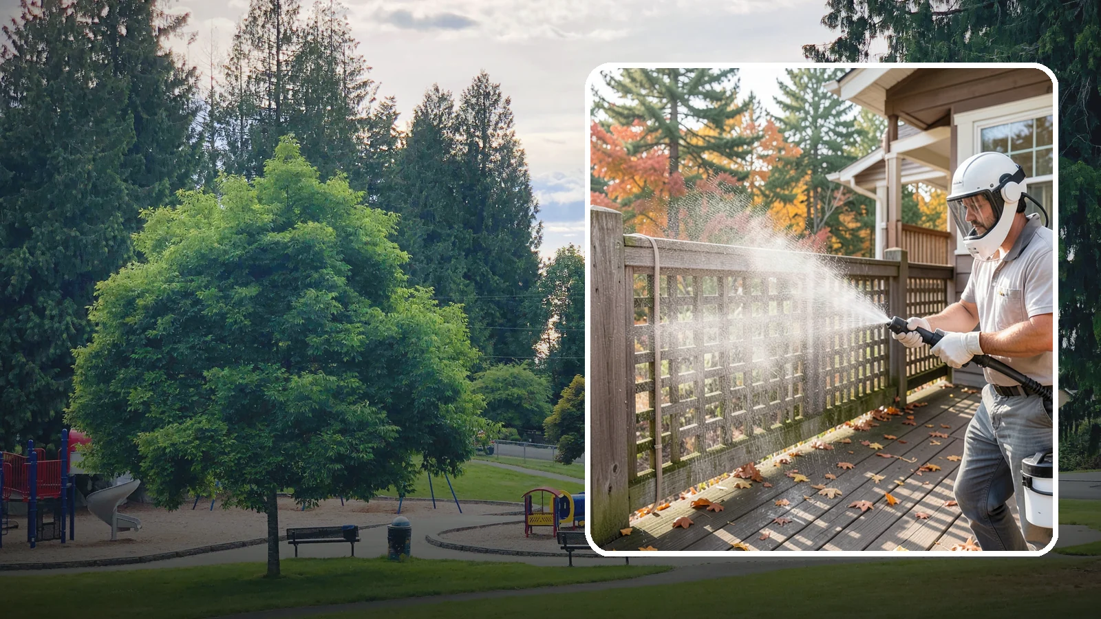 Privacy Screen Cleaning in Bonney Lake, Pierce County, WA - Clean lattice, slat, and panel privacy screens that trap moss and mildew in their shaded, sheltered surfaces.
