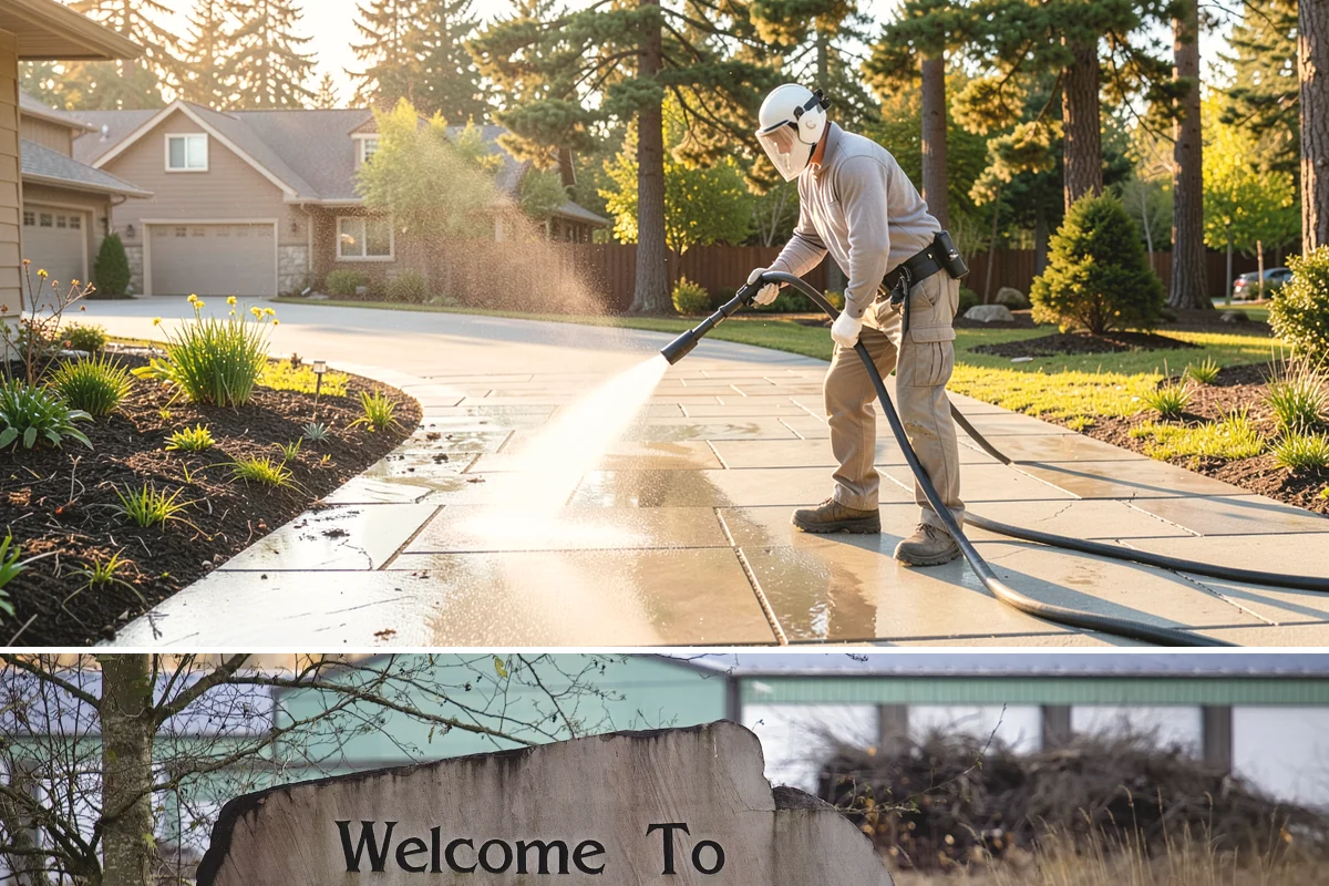 Privacy Screen Cleaning in Buckley, Pierce County, WA - Spring clears the winter's mildew from these shaded panels so they look fresh through the outdoor season.