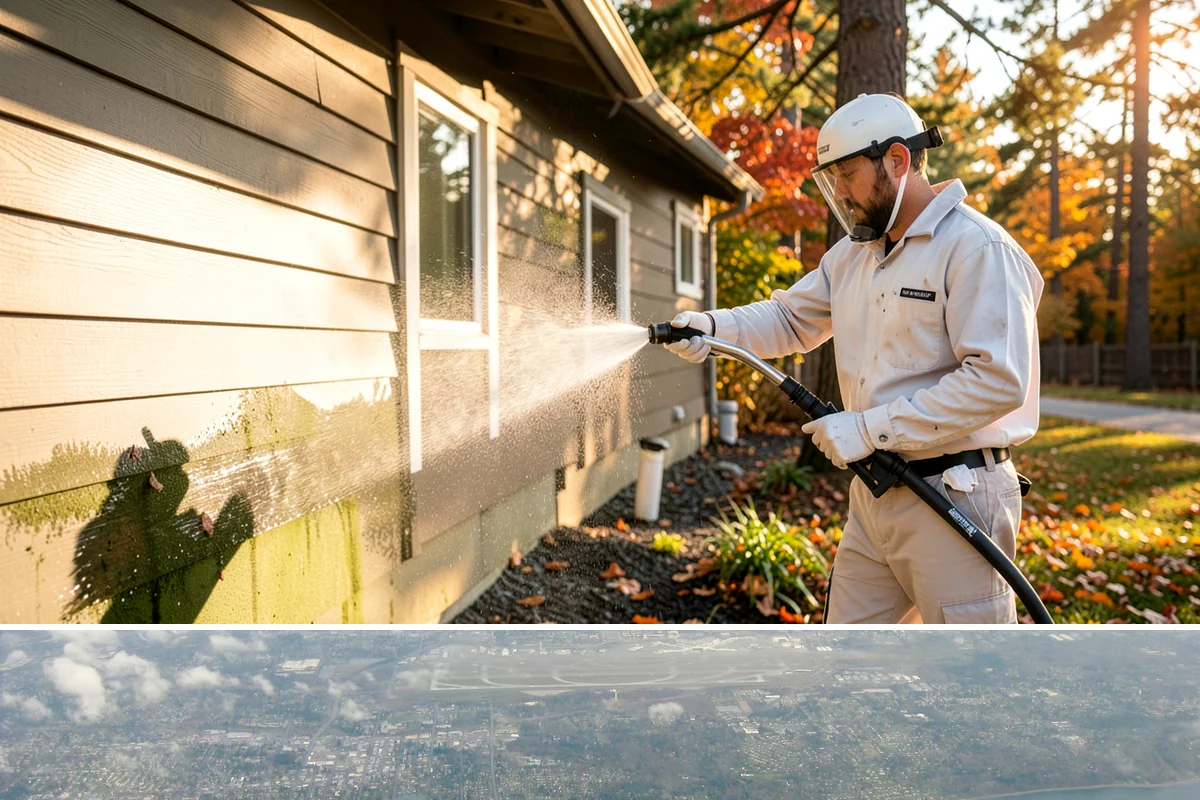 Privacy Screen Cleaning in Burien, King County, WA - Spring clears the winter's mildew from these shaded panels so they look fresh through the outdoor season.