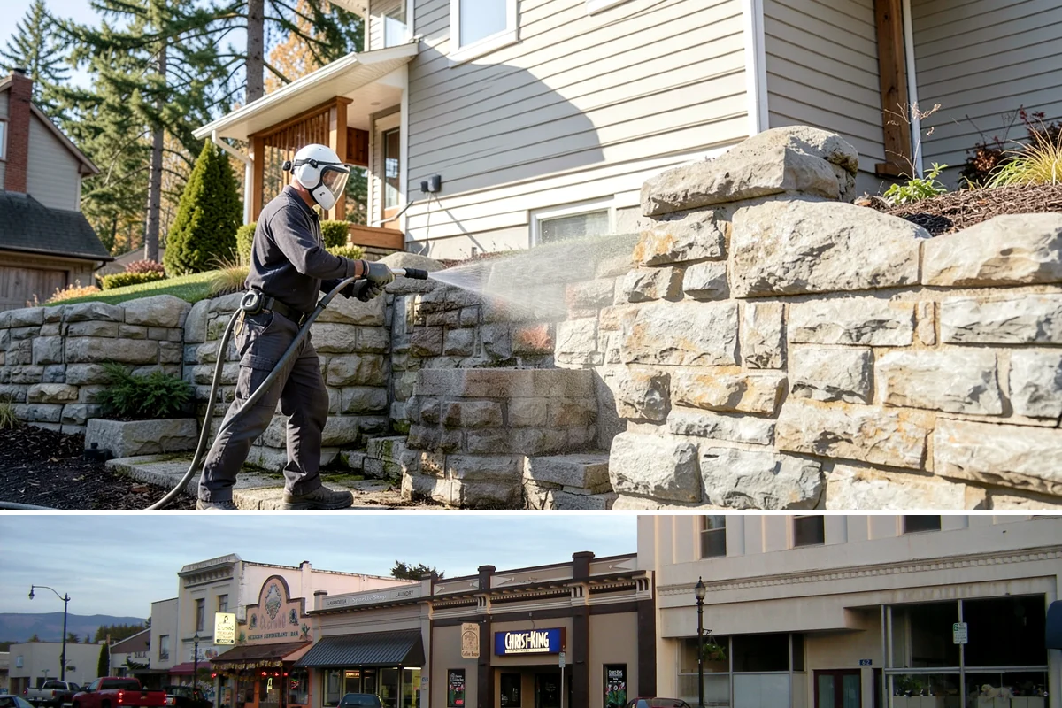 Privacy Screen Cleaning in Burlington, Skagit County, WA - Spring clears the winter's mildew from these shaded panels so they look fresh through the outdoor season.