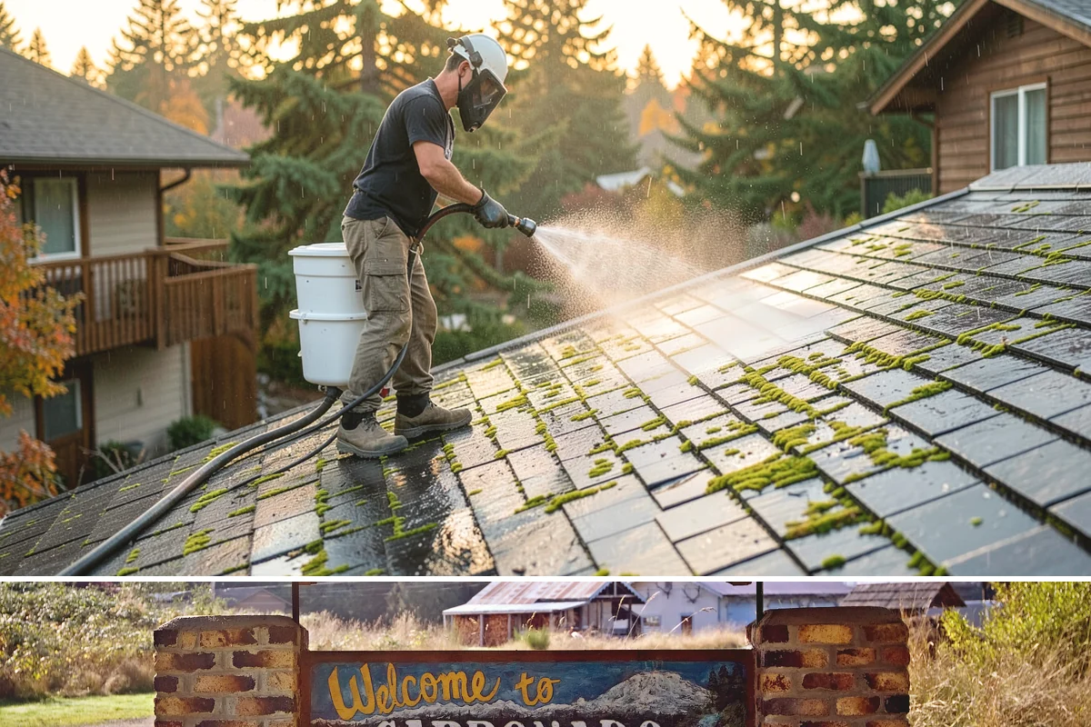 Privacy Screen Cleaning in Carbonado, Pierce County, WA - Spring clears the winter's mildew from these shaded panels so they look fresh through the outdoor season.