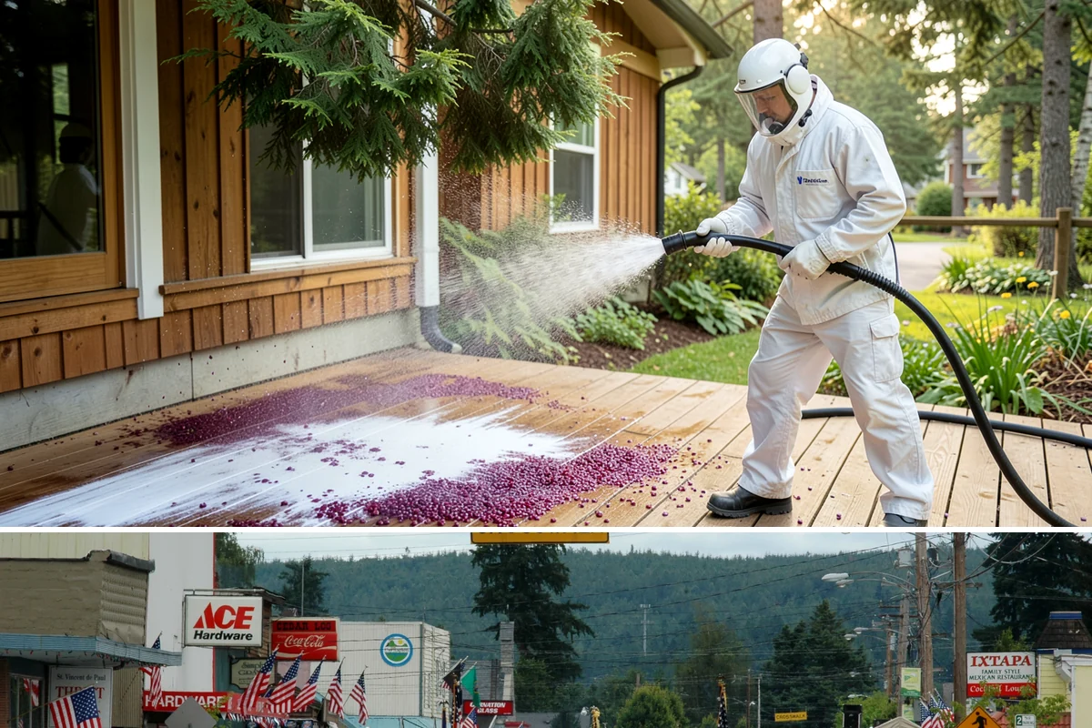 Privacy Screen Cleaning in Carnation, King County, WA - Spring clears the winter's mildew from these shaded panels so they look fresh through the outdoor season.