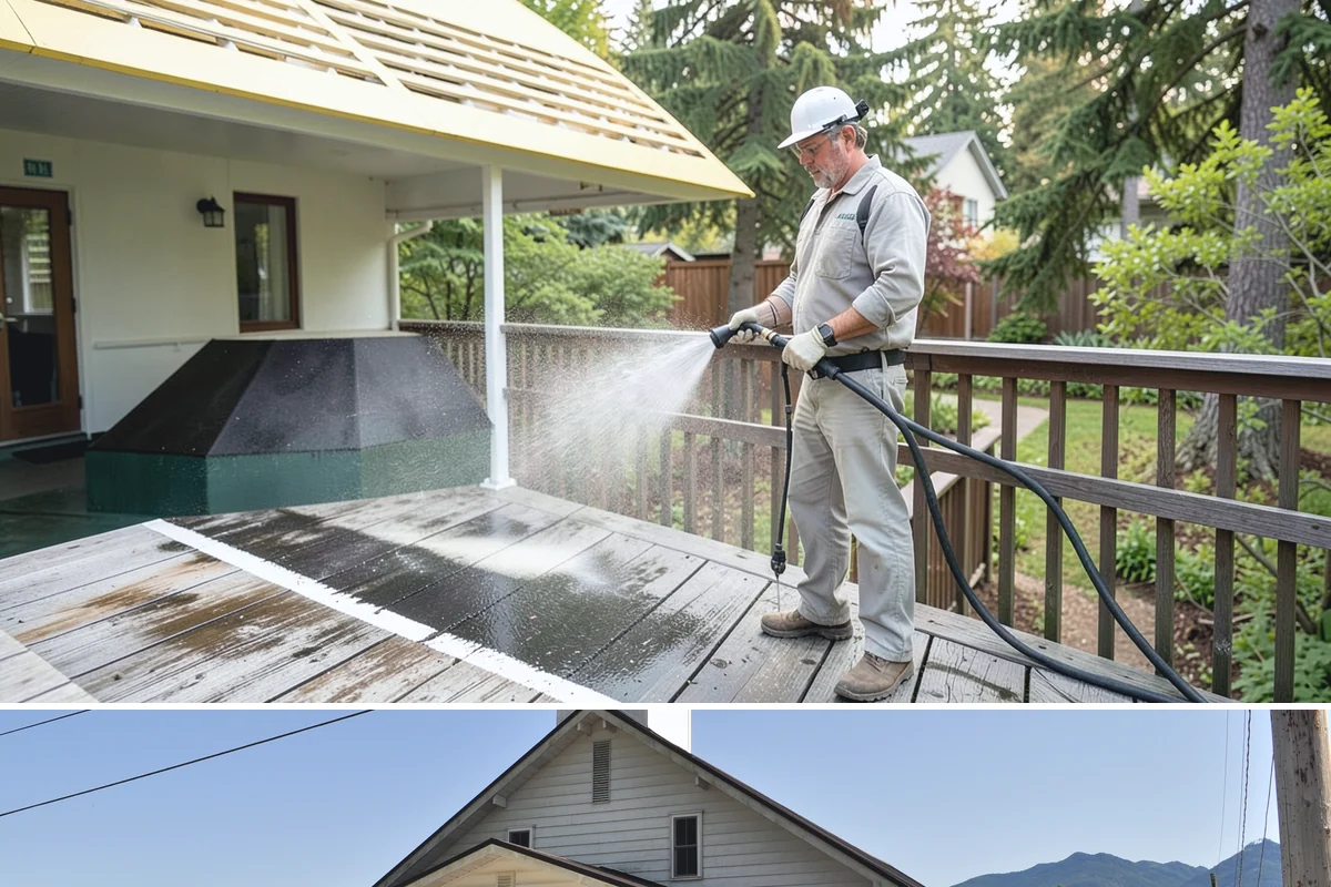 Privacy Screen Cleaning in Concrete, Skagit County, WA - Spring clears the winter's mildew from these shaded panels so they look fresh through the outdoor season.