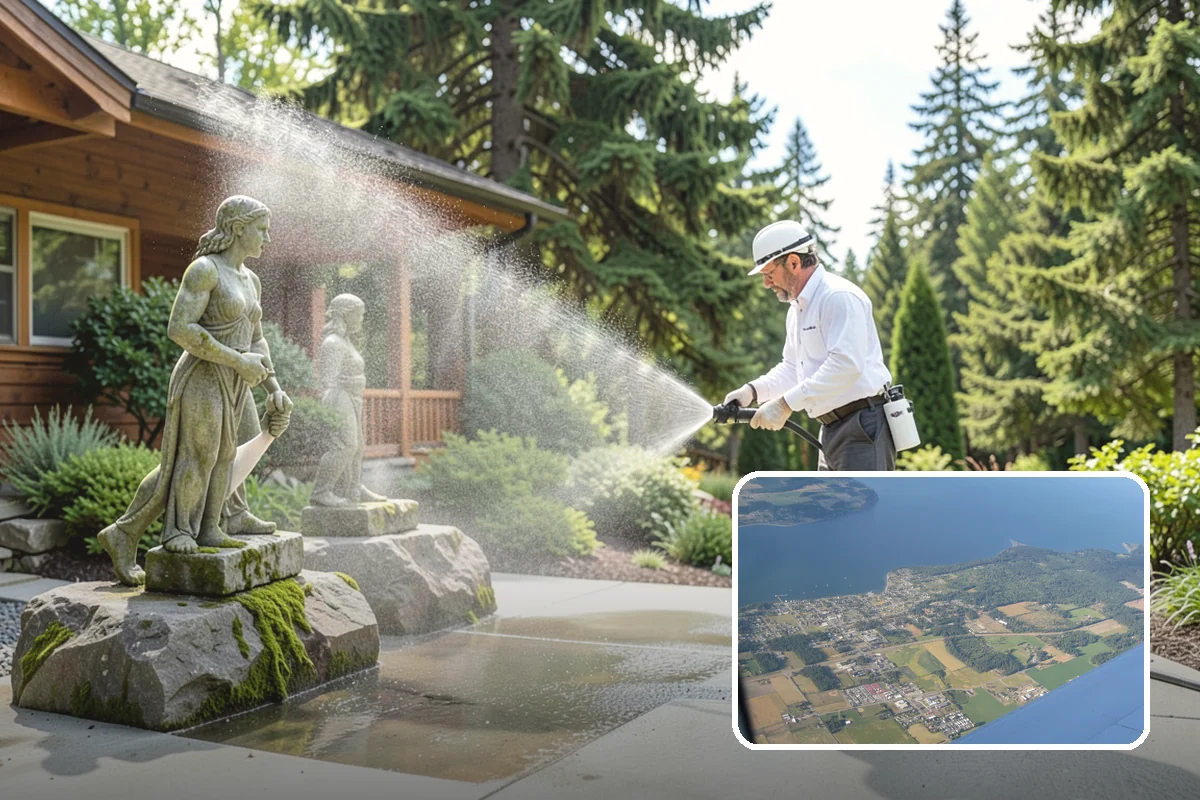 Privacy Screen Cleaning in Coupeville, Island County, WA - Clears moss and mildew from shaded screen panels
