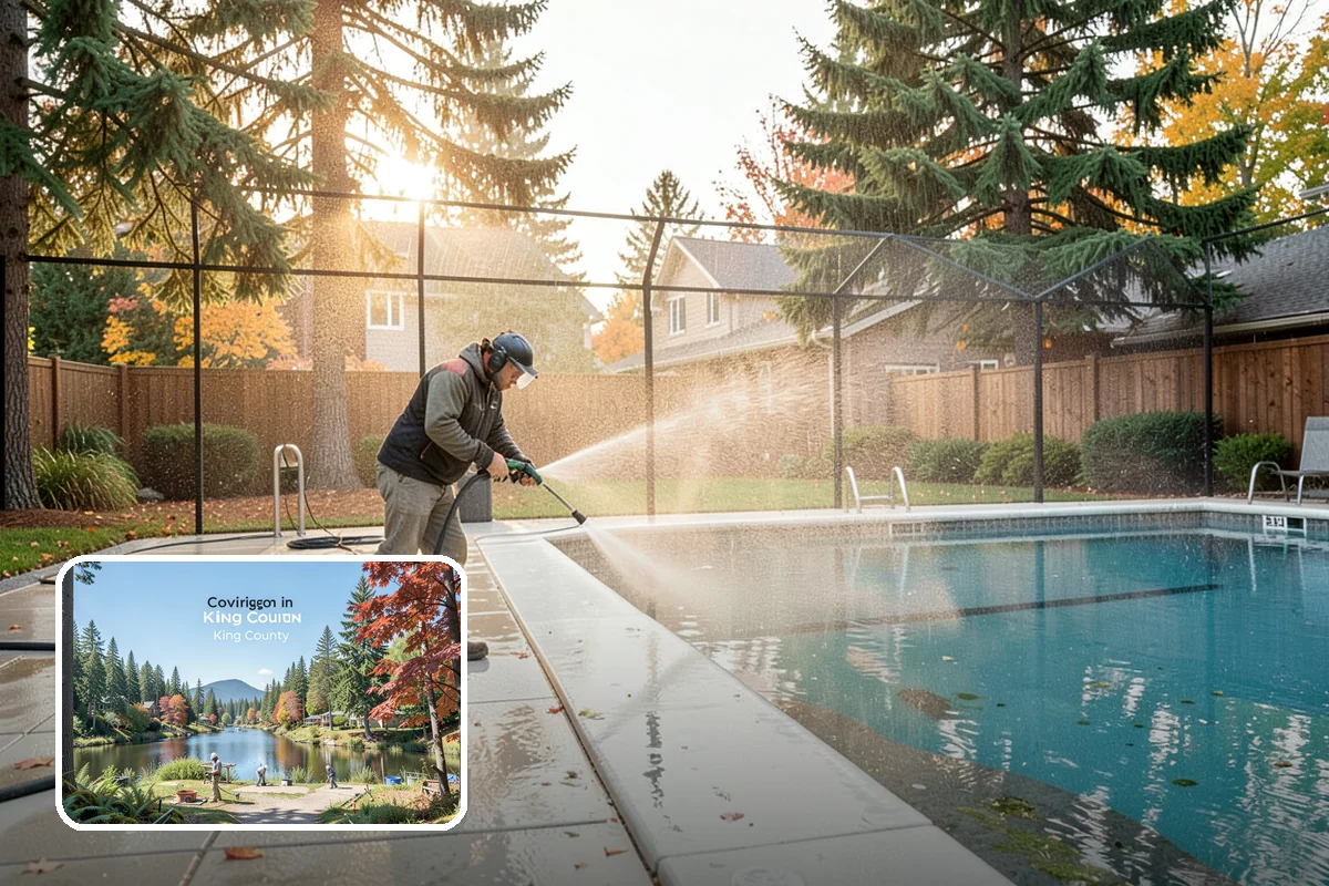 Privacy Screen Cleaning in Covington, King County, WA - Clears moss and mildew from shaded screen panels