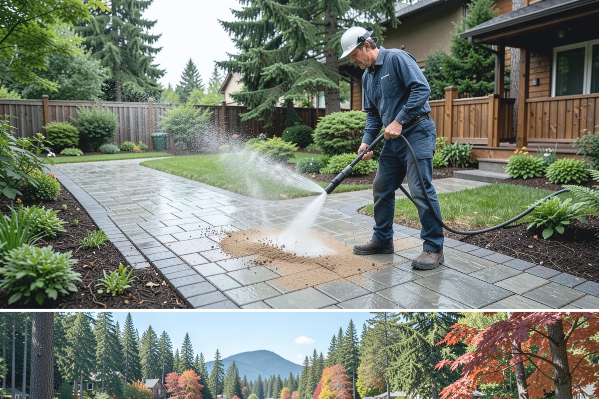 Privacy Screen Cleaning in Covington, King County, WA - Spring clears the winter's mildew from these shaded panels so they look fresh through the outdoor season.