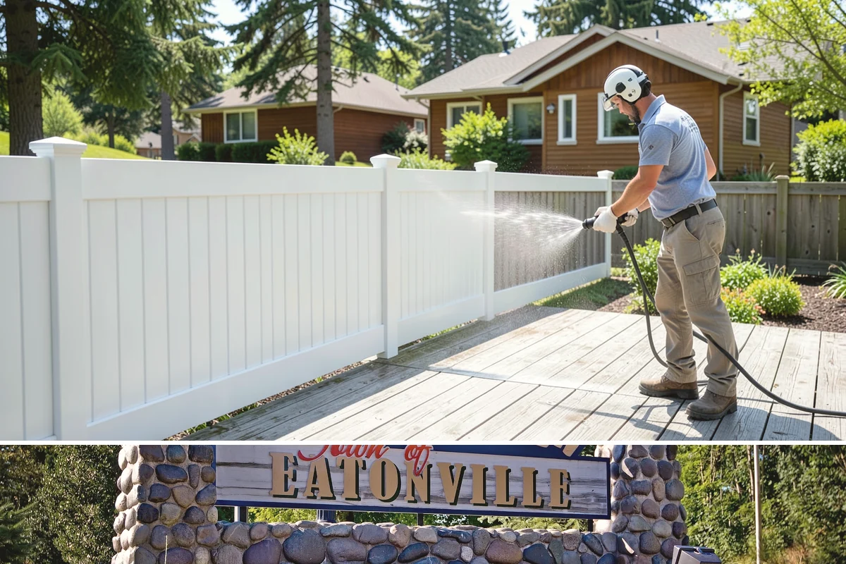 Privacy Screen Cleaning in Eatonville, Pierce County, WA - Spring clears the winter's mildew from these shaded panels so they look fresh through the outdoor season.