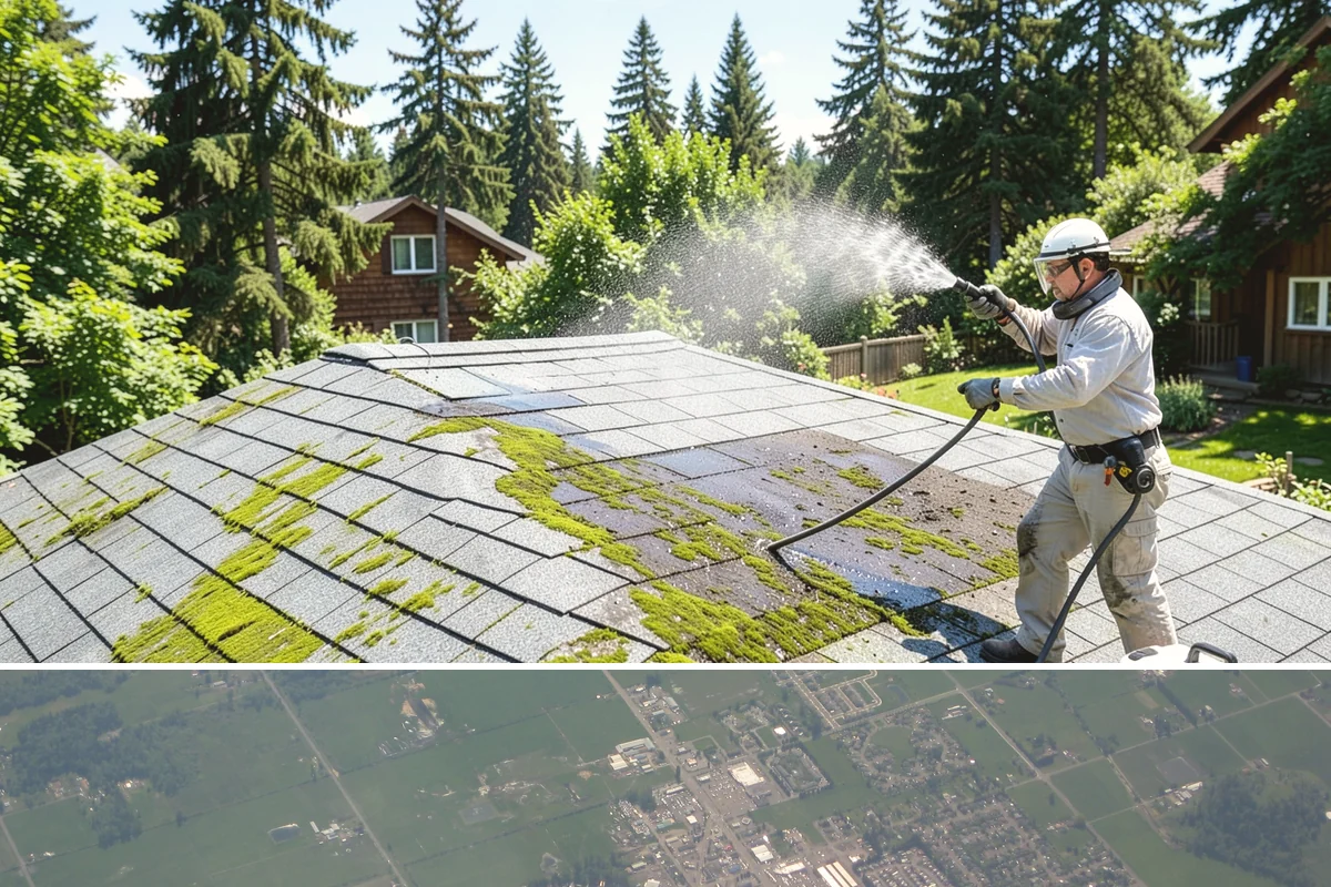 Privacy Screen Cleaning in Enumclaw, King County, WA - Spring clears the winter's mildew from these shaded panels so they look fresh through the outdoor season.