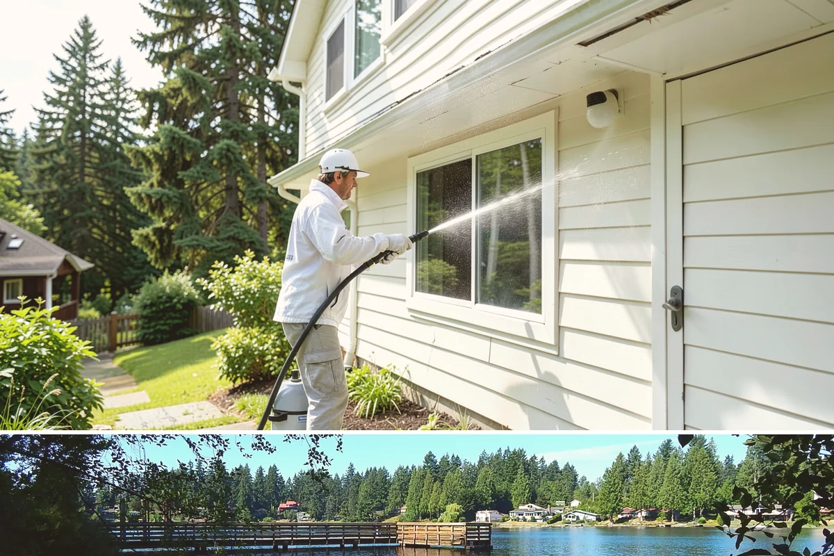 Privacy Screen Cleaning in Federal Way, King County, WA - Spring clears the winter's mildew from these shaded panels so they look fresh through the outdoor season.