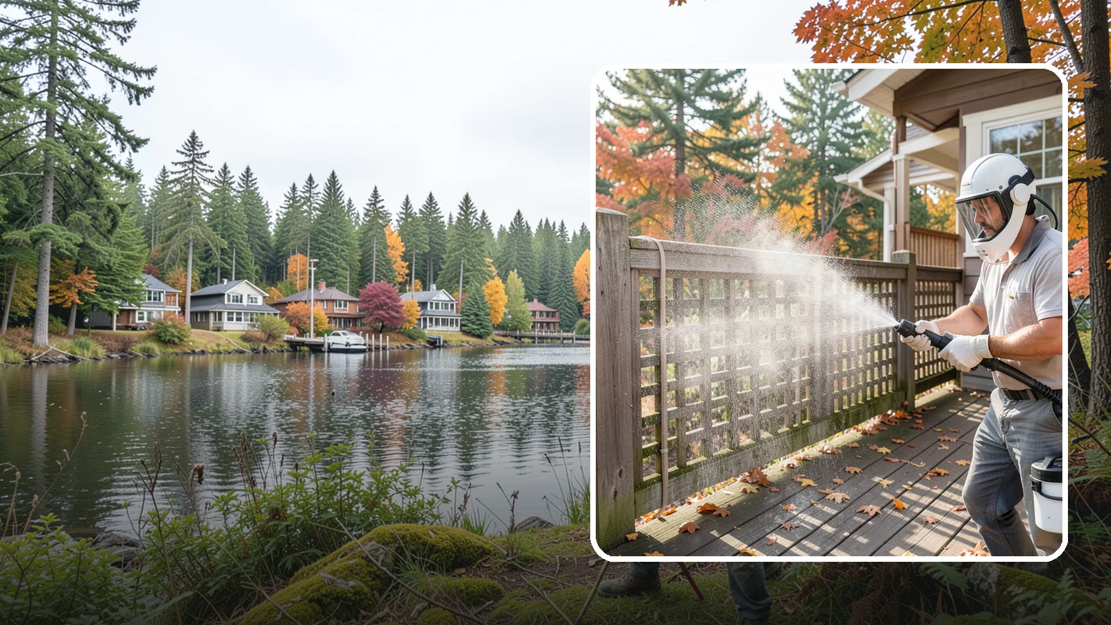 Privacy Screen Cleaning in La Conner, Skagit County, WA - Clean lattice, slat, and panel privacy screens that trap moss and mildew in their shaded, sheltered surfaces.