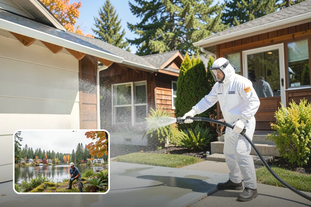 Privacy Screen Cleaning in La Conner, Skagit County, WA - Clears moss and mildew from shaded screen panels