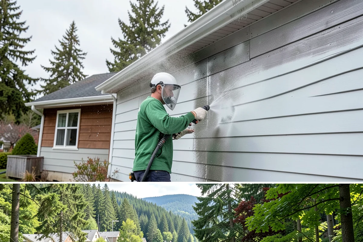 Privacy Screen Cleaning in Lake Forest Park, King County, WA - Spring clears the winter's mildew from these shaded panels so they look fresh through the outdoor season.