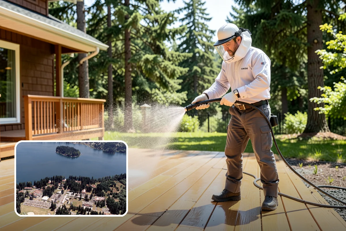 Privacy Screen Cleaning in Lakewood, Pierce County, WA - Clears moss and mildew from shaded screen panels