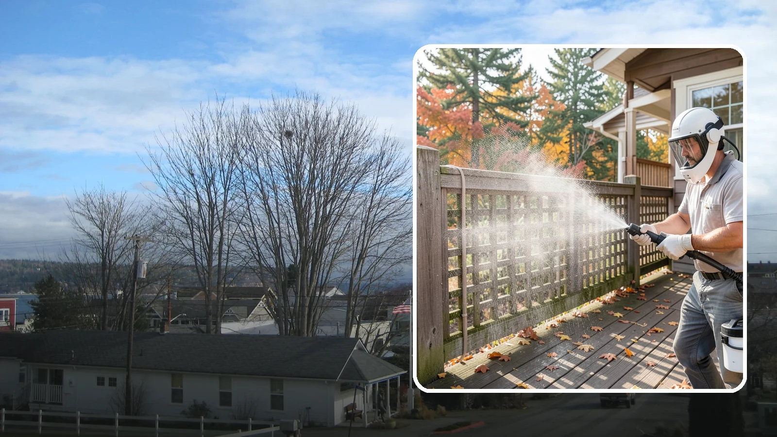 Privacy Screen Cleaning in Langley, Island County, WA - Clean lattice, slat, and panel privacy screens that trap moss and mildew in their shaded, sheltered surfaces.