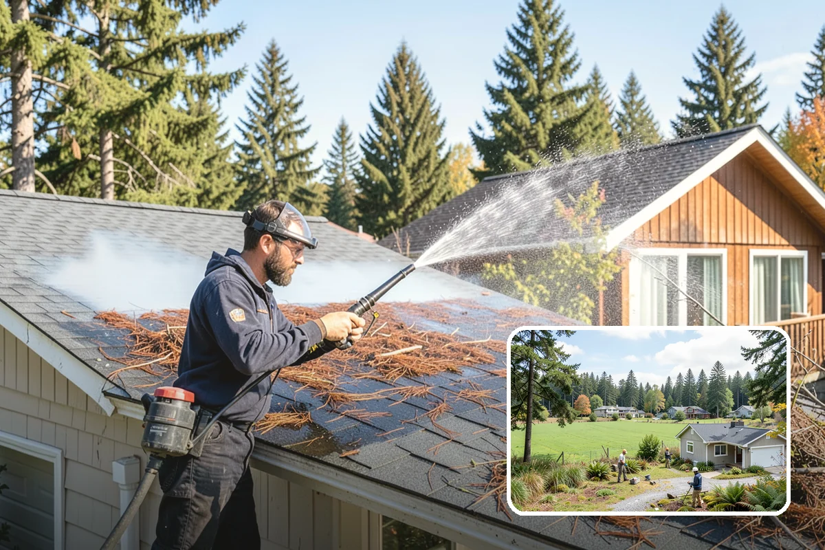 Privacy Screen Cleaning in Lyman, Skagit County, WA - Clears moss and mildew from shaded screen panels