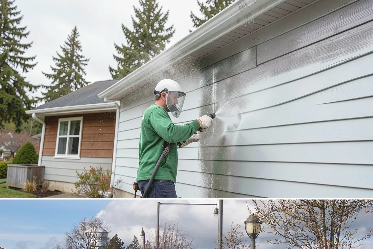 Privacy Screen Cleaning in Marysville, Snohomish County, WA - Spring clears the winter's mildew from these shaded panels so they look fresh through the outdoor season.