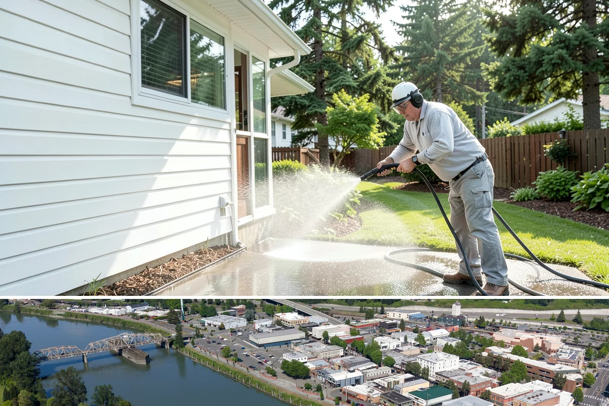 Privacy Screen Cleaning in Mount Vernon, Skagit County, WA - Spring clears the winter's mildew from these shaded panels so they look fresh through the outdoor season.
