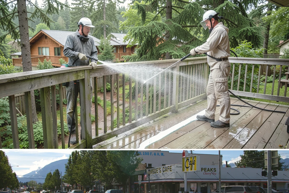 Privacy Screen Cleaning in North Bend, King County, WA - Spring clears the winter's mildew from these shaded panels so they look fresh through the outdoor season.