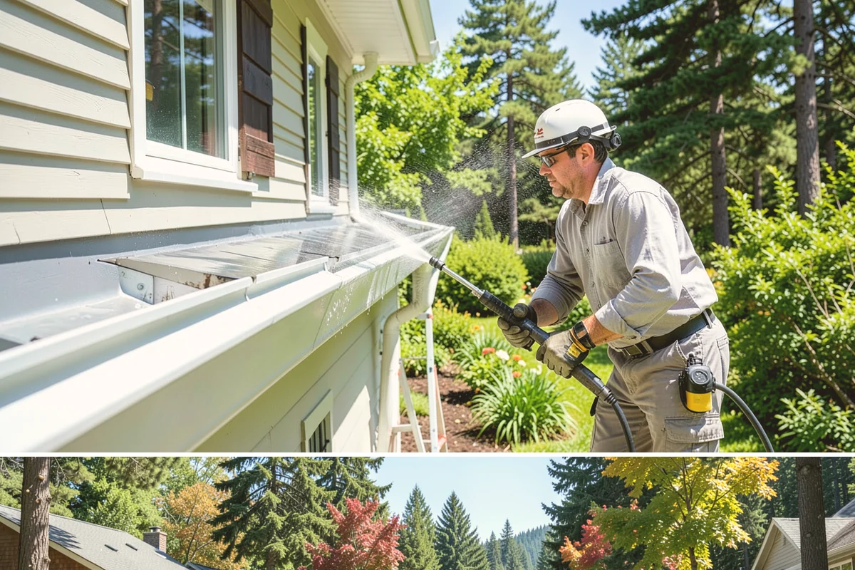 Privacy Screen Cleaning in Orting, Pierce County, WA - Spring clears the winter's mildew from these shaded panels so they look fresh through the outdoor season.