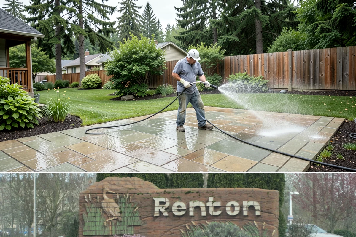 Privacy Screen Cleaning in Renton, King County, WA - Spring clears the winter's mildew from these shaded panels so they look fresh through the outdoor season.