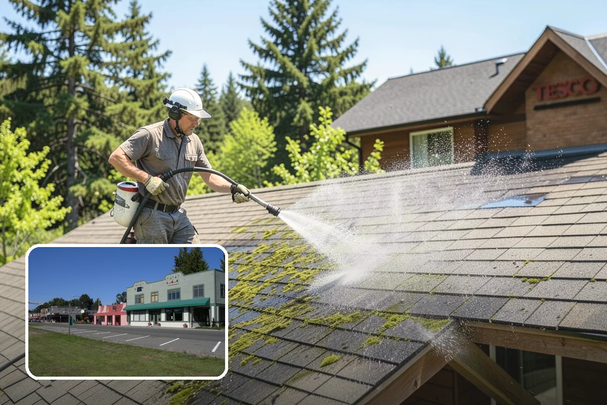 Privacy Screen Cleaning in Snoqualmie, King County, WA - Clears moss and mildew from shaded screen panels