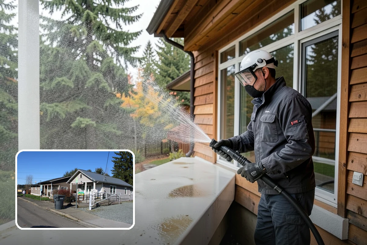 Privacy Screen Cleaning in South Prairie, Pierce County, WA - Clears moss and mildew from shaded screen panels