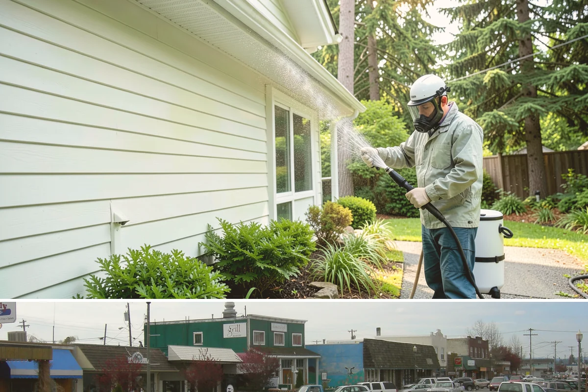 Privacy Screen Cleaning in Stanwood, Snohomish County, WA - Spring clears the winter's mildew from these shaded panels so they look fresh through the outdoor season.
