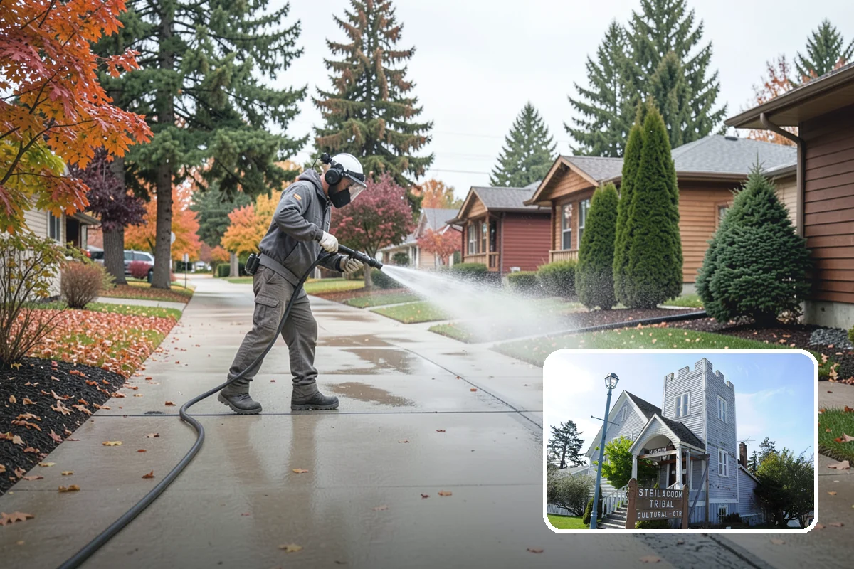 Privacy Screen Cleaning in Steilacoom, Pierce County, WA - Clears moss and mildew from shaded screen panels