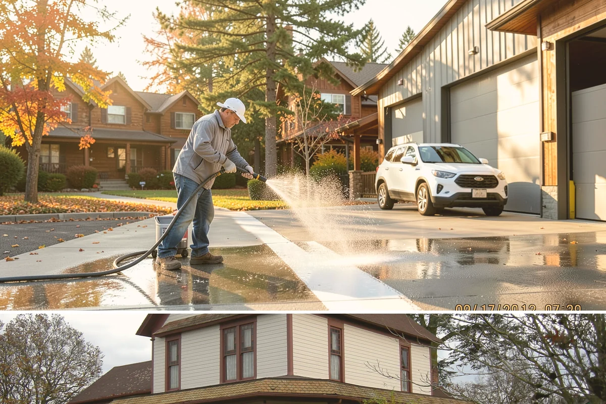 Privacy Screen Cleaning in Sumner, Pierce County, WA - Spring clears the winter's mildew from these shaded panels so they look fresh through the outdoor season.