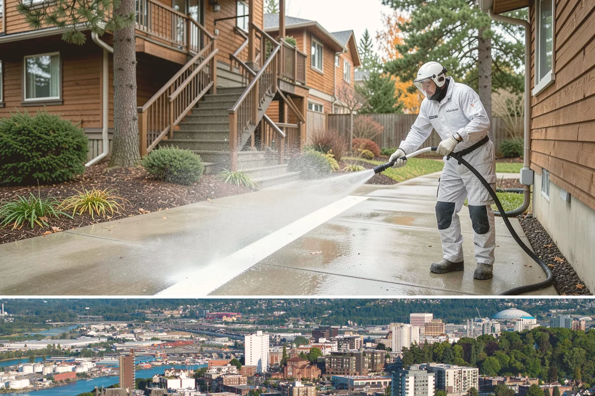Privacy Screen Cleaning in Tacoma, Pierce County, WA - Spring clears the winter's mildew from these shaded panels so they look fresh through the outdoor season.