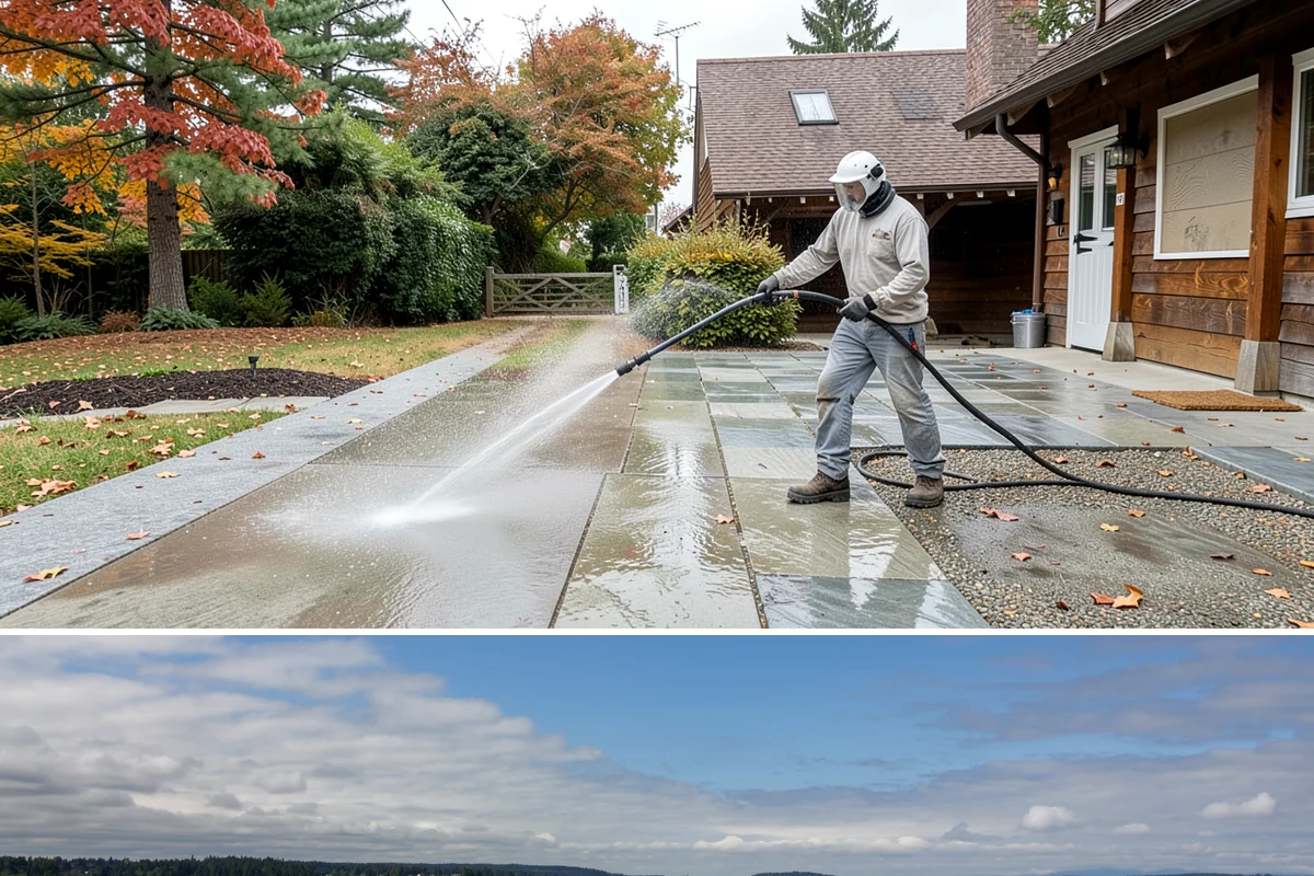 Privacy Screen Cleaning in University Place, Pierce County, WA - Spring clears the winter's mildew from these shaded panels so they look fresh through the outdoor season.