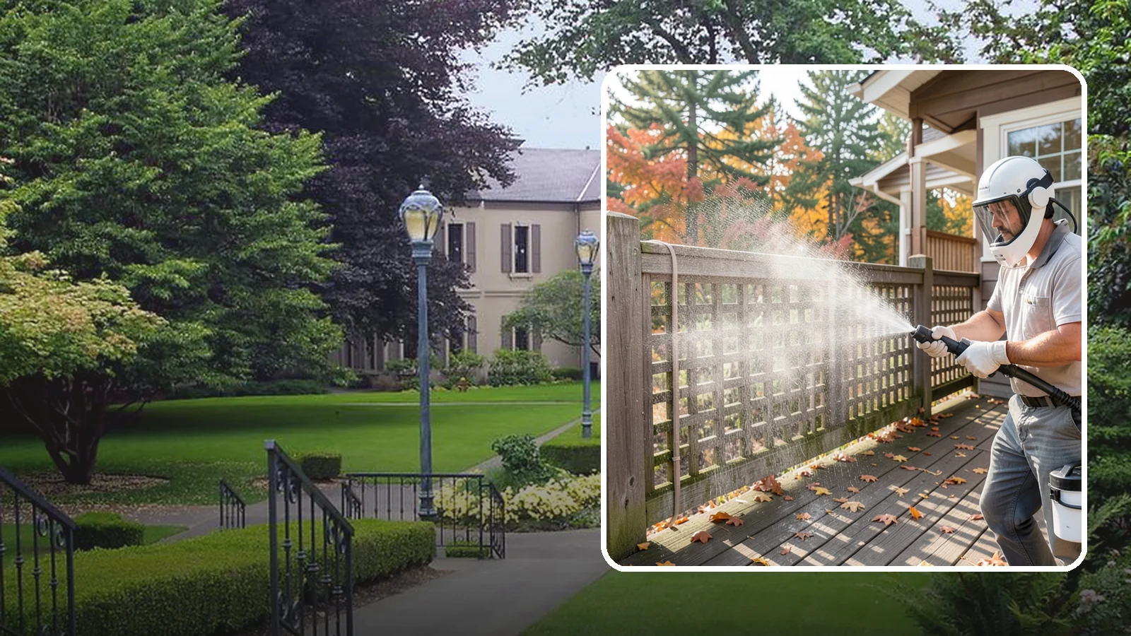 Privacy Screen Cleaning in Woodinville, King County, WA - Clean lattice, slat, and panel privacy screens that trap moss and mildew in their shaded, sheltered surfaces.