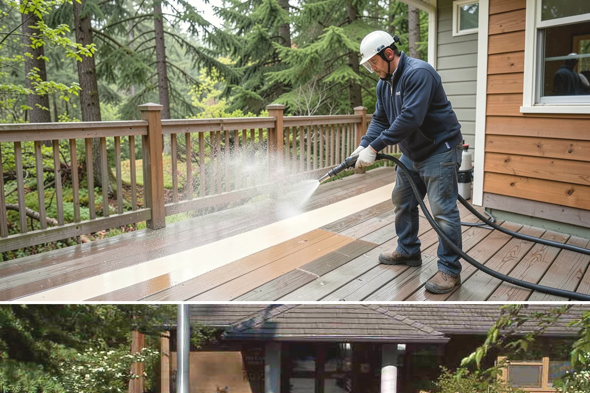 Privacy Screen Cleaning in Yarrow Point, King County, WA - Spring clears the winter's mildew from these shaded panels so they look fresh through the outdoor season.