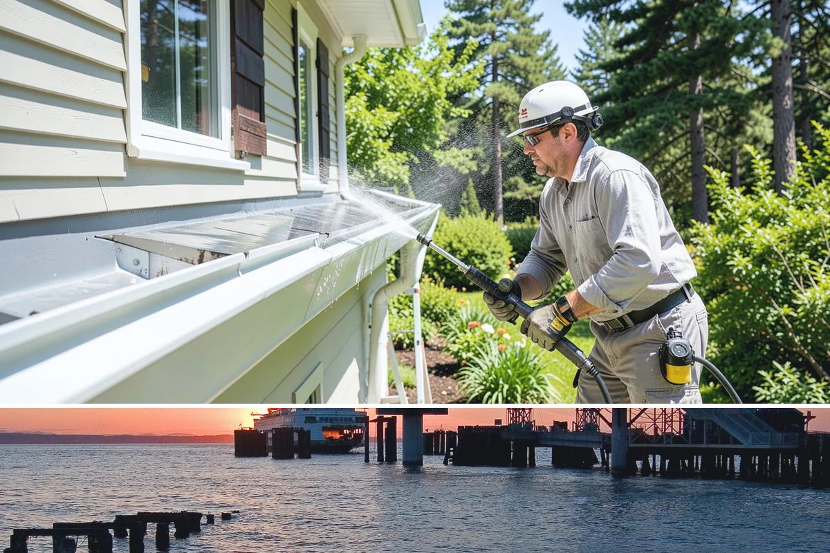 Restaurant Exterior Cleaning in Edmonds, Snohomish County, WA - Patio-heavy cleaning is best done in early spring before outdoor dining season, with grease areas maintained monthly year-round.